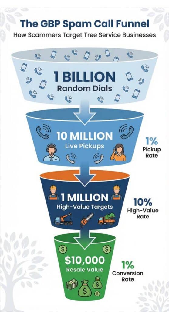 Spam Calls From Google Business Profile (GBP) Rise Dramatically Infographic showing the number of spam calls going through GBP.