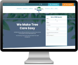Blue Roots Tree Service website home page screenshot