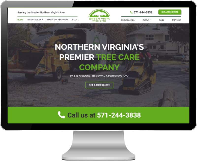 Green Vista's new website shown on a computer monitor.